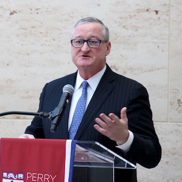 Philadelphia Mayor Jim Kenney speaks at the GovLabPHL conference at Perry World House.