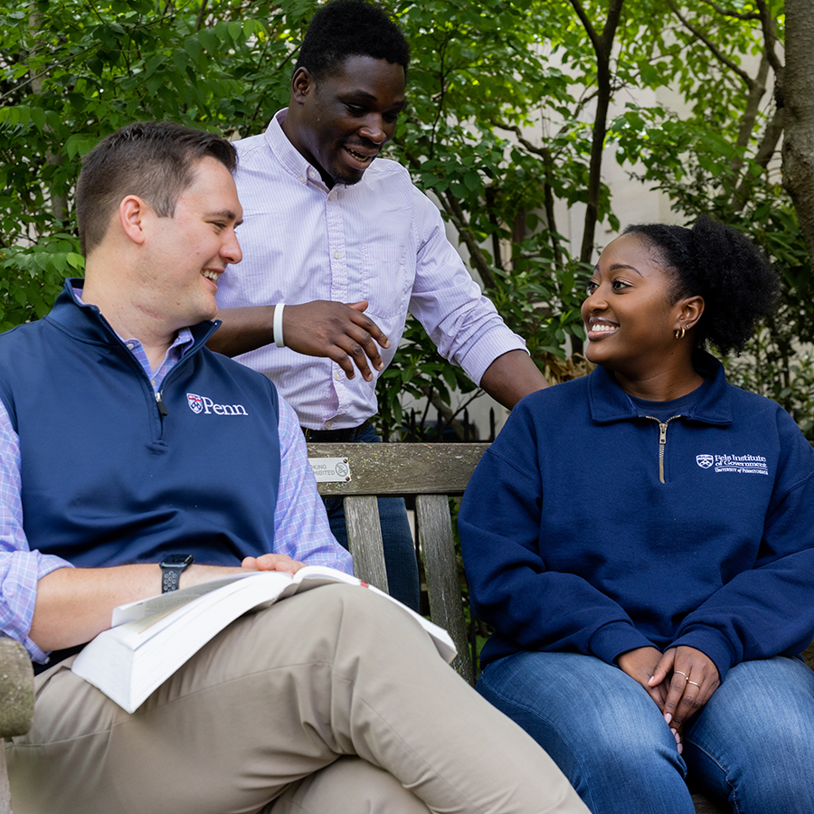 Fels students meeting on campus